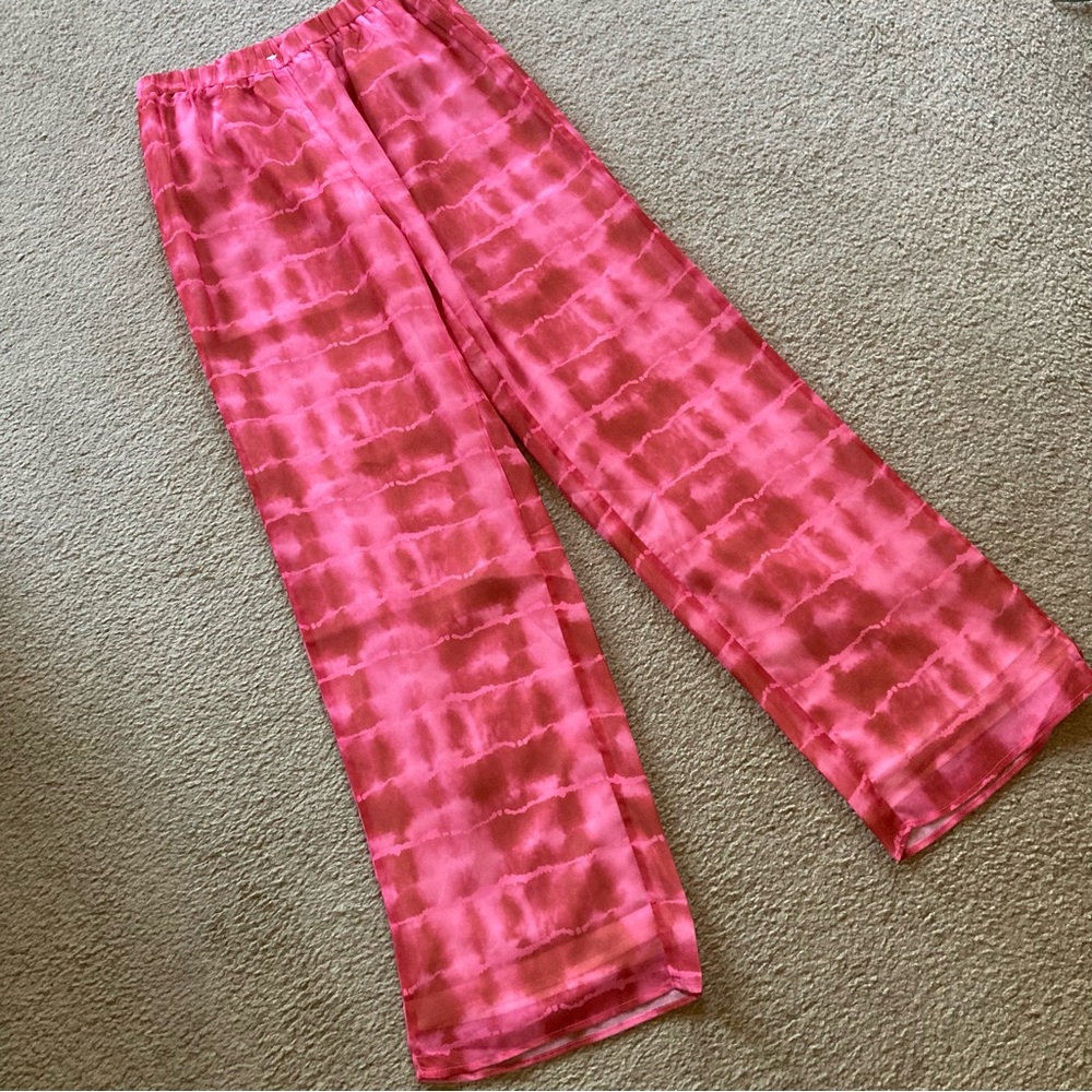 Molly King For SNDYS. Pink Tie Dye Wide Leg Lightweight Breezy Pants, NWT Sz 6